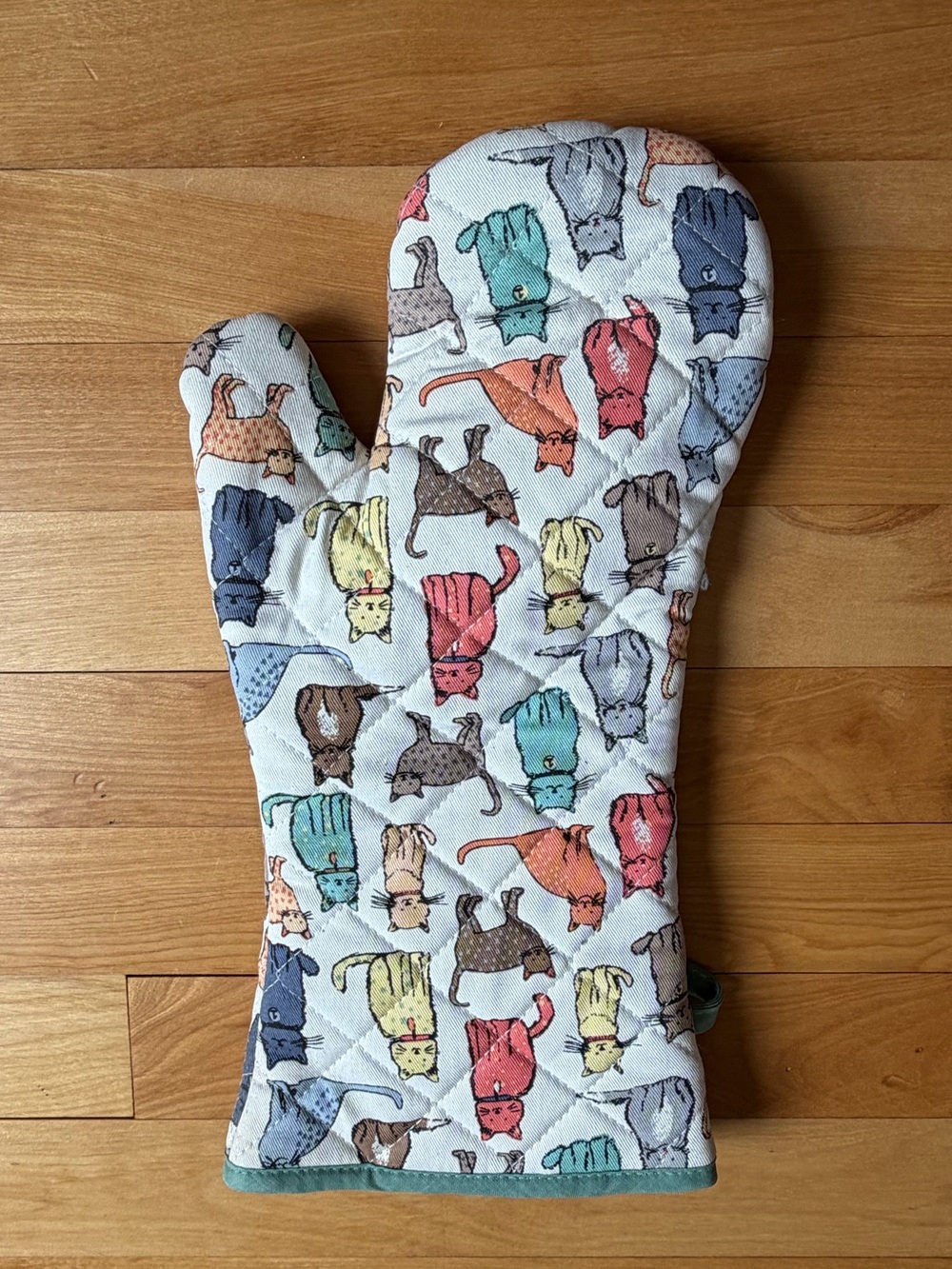 Multicolored Cat Oven Mitt by Ulster Weaver
